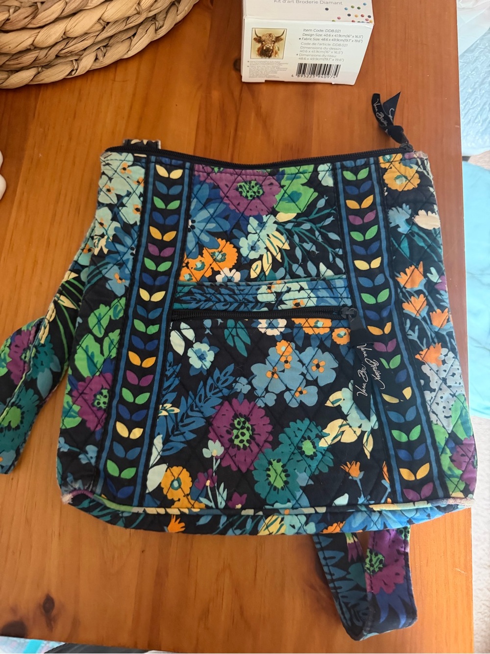 Vera Bradley Floral Quilted Crossbody Bag in Navy, Teal, Purple, Orange